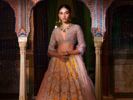 Yellow Silver Zardozi Lehenga Set Fashion