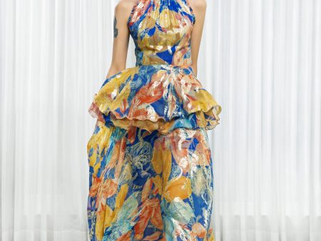 Hawaii Printed Dress with Ruffled Neck Online Sale