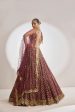 Wine Gold Lehenga Set For Sale