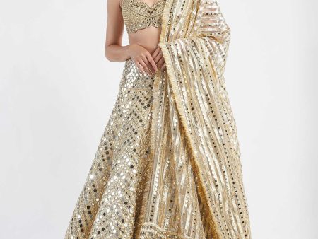 golden embellished lehenga set Discount