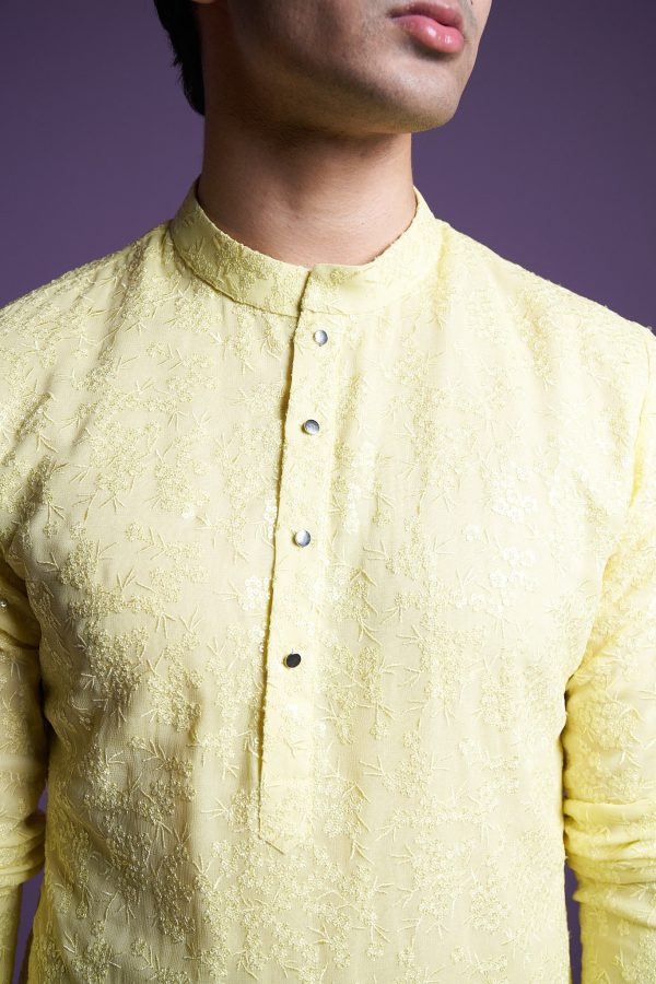 Lemon yellow Kurta set Sale