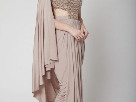 Rose Gold Drape Saree Hot on Sale