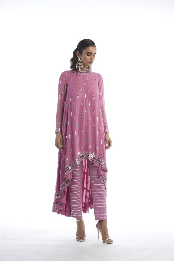 DARK BLUSH ASSYEMETRICAL KURTA SET Supply