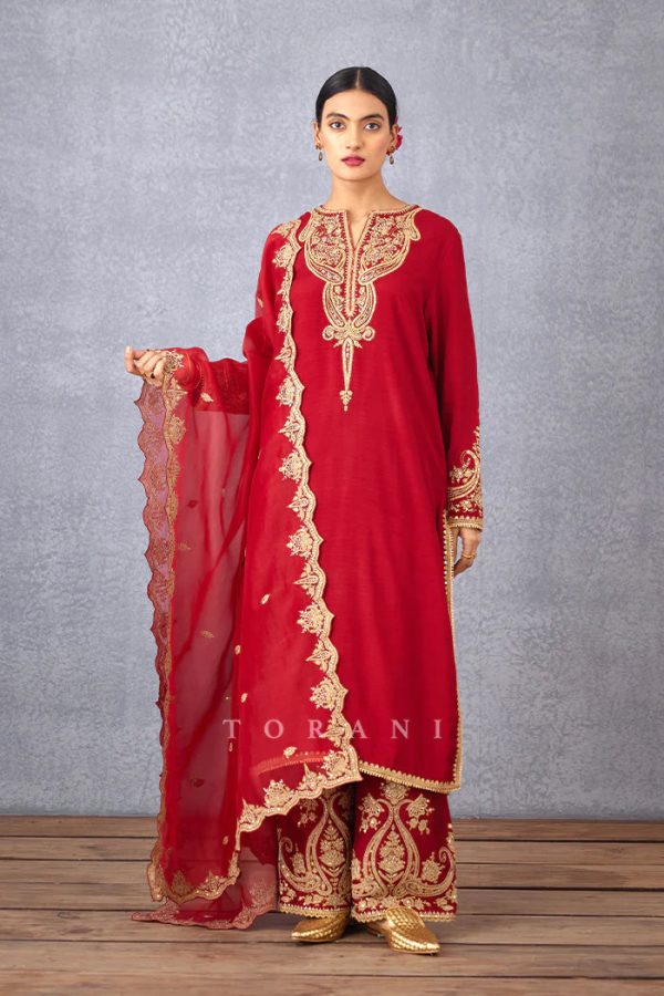 SINDOORI PUSHTI KURTA SET on Sale