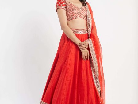 Red lehenga set Discount