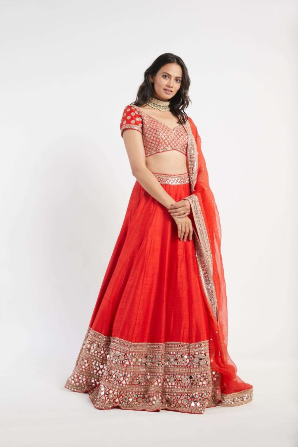 Red lehenga set Discount