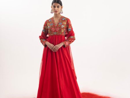 Red Anarkali Aptivating 2-Piece Ensemble Online now