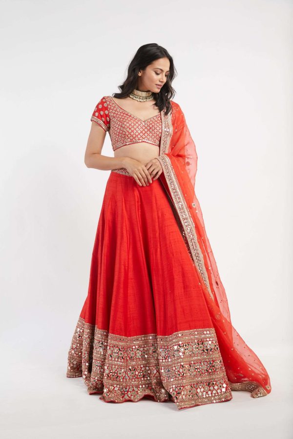 Red lehenga set Discount