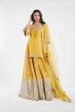 Yellow Kurta Blue Dupatta And Rani Pink Embellished Sharara Set Sale