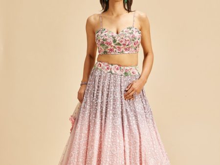 BLUSH TO LILAC SHADED LEHENGA SET Sale