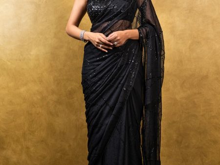 BLACK CHIFFON SAREE Supply