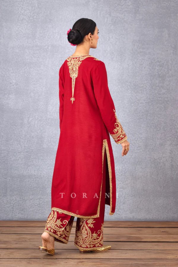 SINDOORI PUSHTI KURTA SET on Sale