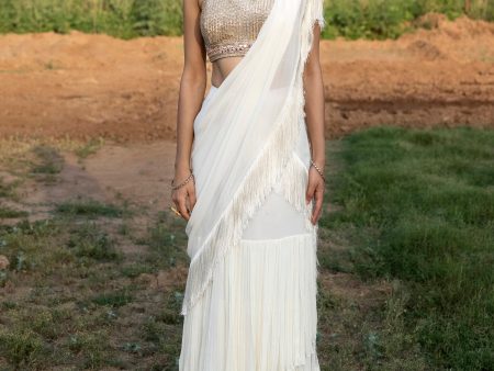 White Georgette Saree Cheap