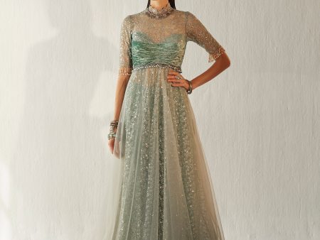 Embroidered Tulle Anarkali Gown Discount