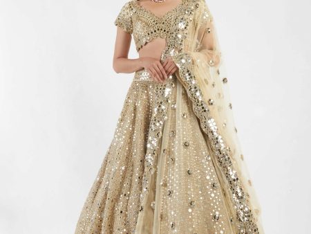 golden embellished lehenga set Discount