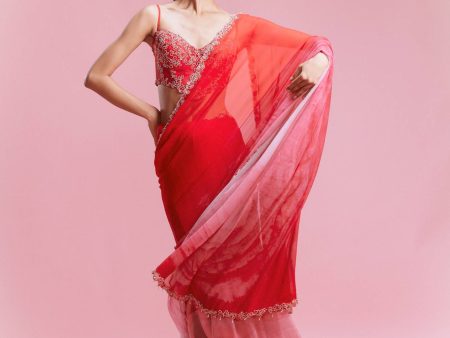 Mara  Chiffon Ombre Saree with a Blouse Sale