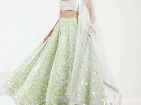 ivory and green lehenga set Online Hot Sale