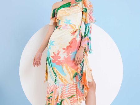 TROPICAL CRUSH PRINTED ONE SHOULDER DRESS Online Sale