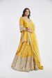 Yellow Kurta Blue Dupatta And Rani Pink Embellished Sharara Set Sale