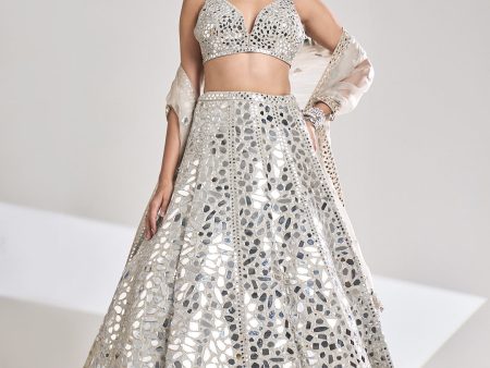 Silver Mirror Lehenga Set on Sale