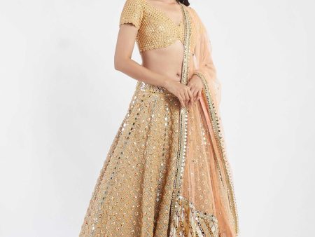 beige skirt with light orange dupatta Cheap