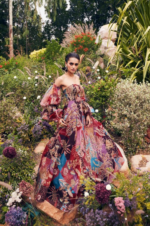 Plum Pastiche printed and embellished gown Online Hot Sale