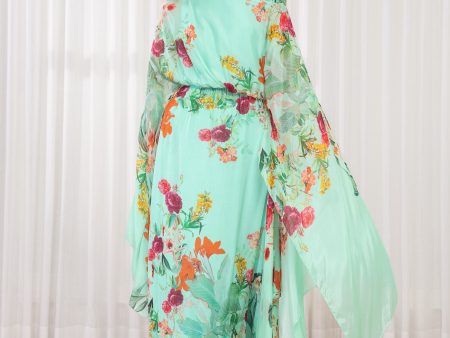 Dahlia Bouquet Printed Kaftan Dress For Cheap