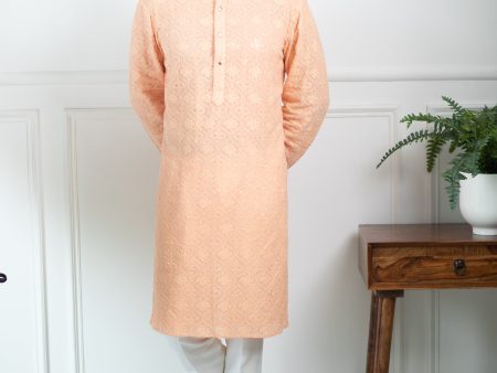 Tropical Peach Kurta Set Discount