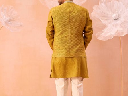 Mustard Quartz Nehru Jacket Set Sale