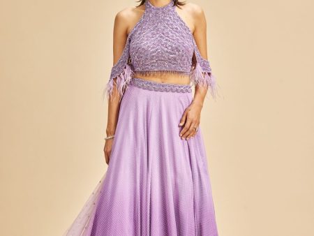 LILAC MUKAISH LEHENGA Hot on Sale