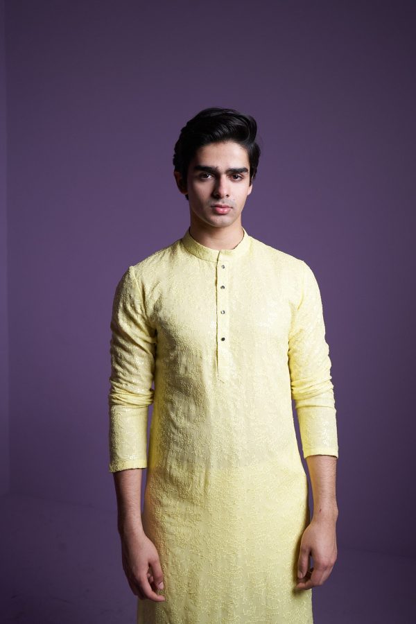 Lemon yellow Kurta set Sale