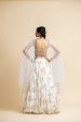 OFF WHITE EMBROIDERED LEHENGA WITH BUSTIER AND STYLISED DUPATTA Cheap