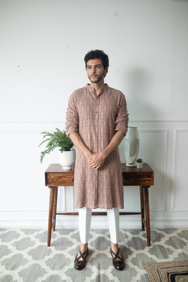 Rose Taupe Kurta Set For Discount