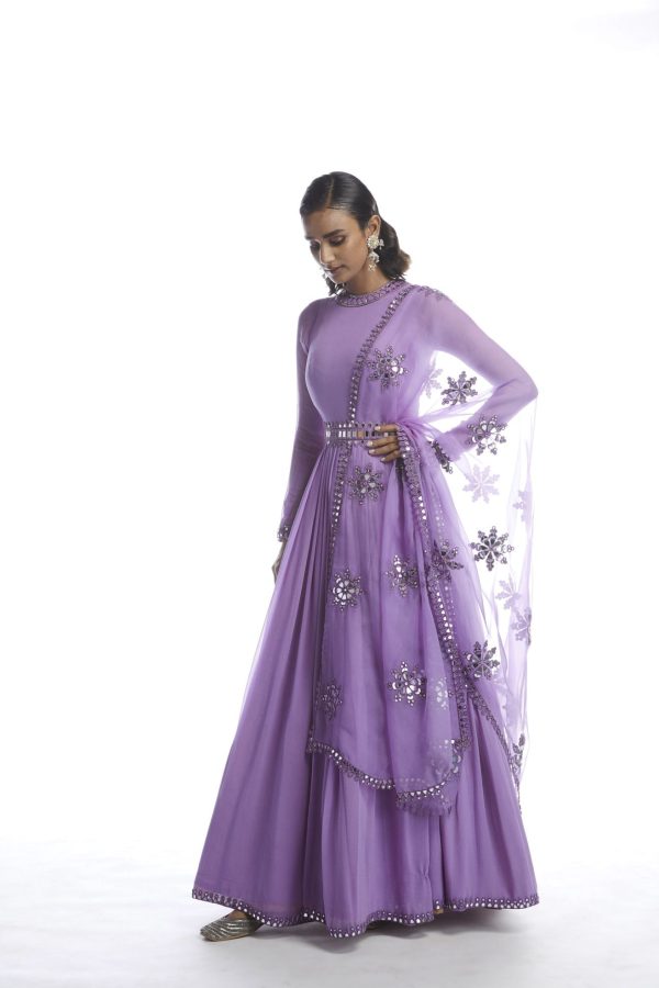 CATNIP PURPLE CHIFFON ANARKALI SET Online