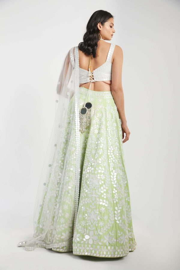 ivory and green lehenga set Online Hot Sale