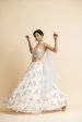 OFF WHITE EMBROIDERED LEHENGA WITH BUSTIER AND STYLISED DUPATTA Cheap