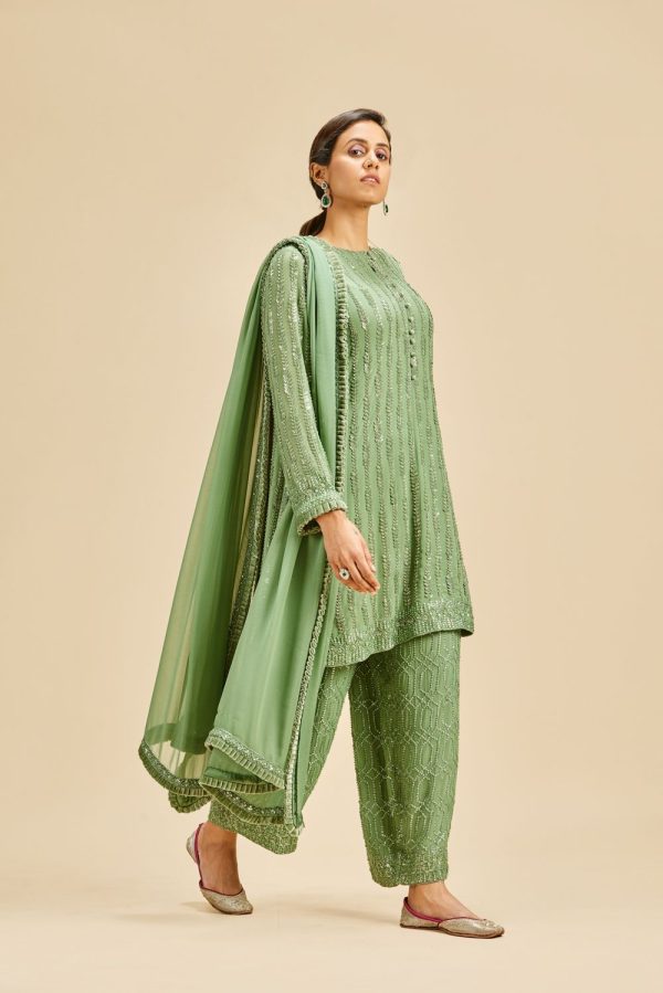 OLIVE GREEN PALAZZO SET For Cheap