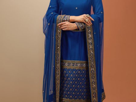 Blue Straight Kurta Set on Sale