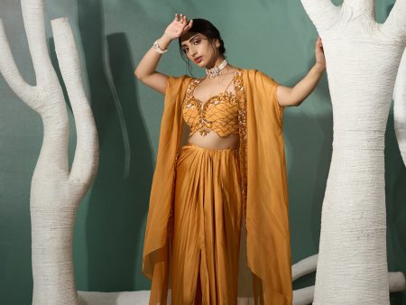 Marigold Yellow Cutwork Cape Set Fashion