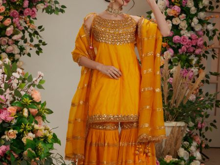 Yellow Kurta With Garara And Dupatta Supply