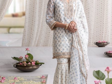 White Makhna Kurta with Makhna Garara Sale