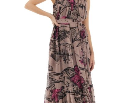 Grey Floral Long Dress Online Hot Sale