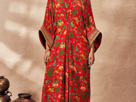 Red Tropical Rhapsody Kaftan Hot on Sale