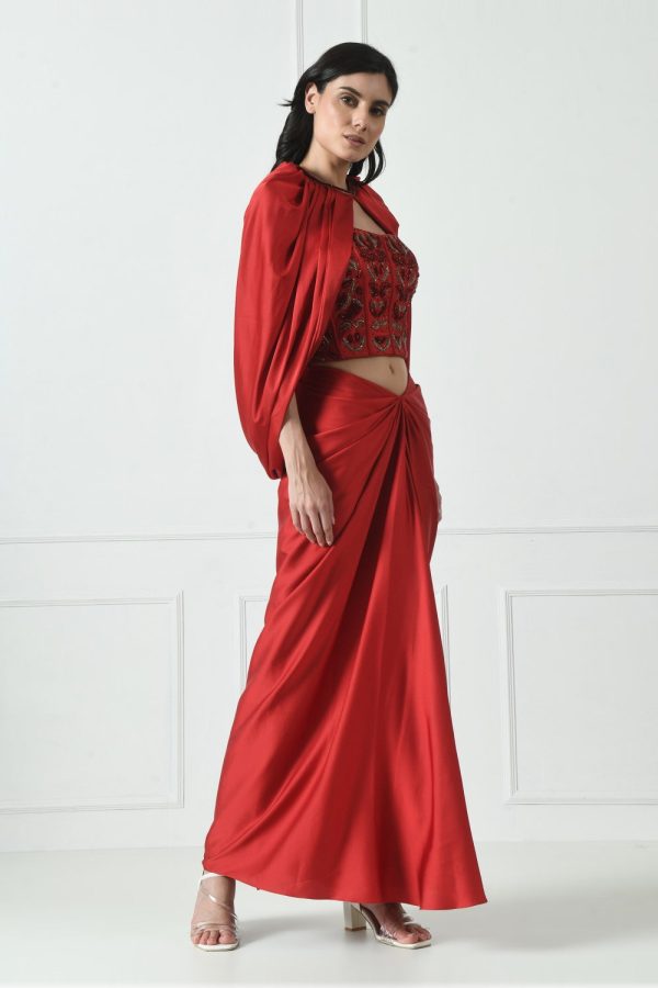 Red Indo Western Skirt Dress on Sale