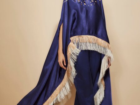 Blue Embroidered Kaftan With Pant Online now