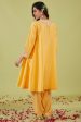 Yellow Short Kalidar Kurta With Salwar And Peach Dupatta Hot on Sale