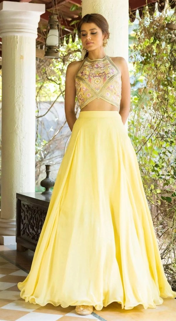 Yellow Summer Lehenga With Ruffle Dupatta - YELLOW For Cheap