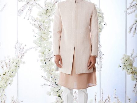 Salmon Short Sherwani Set Discount