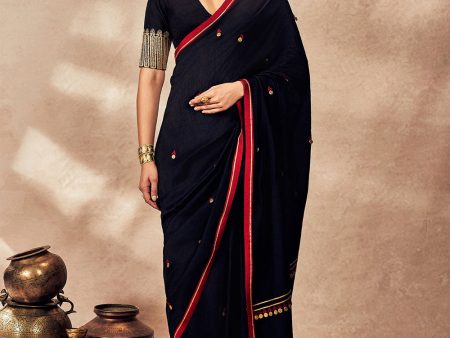 Black Coin Work Saree Supply