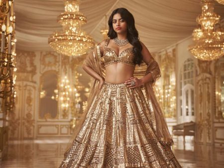 Antique Gold Lehenga Set Online Hot Sale